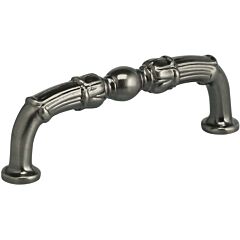 Ornate 3 Inch (76mm) Center to Center,3-1/2" Overall Length Lacquered Pewter Cabinet Pull/Handle