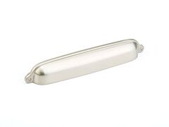 Country Cup Pull 6" (152mm) Center to Center, 6-5/8" Length, Satin Nickel Cabinet Pull/ Handle