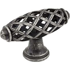 Tuscany Style Cabinet Hardware Knob, Distressed Antique Silver 2-5/16 Inch Diameter