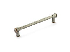 Streamworks 6" (152mm) Center to Center, 7" Length, Distressed Pewter and Copper Cabinet Pull / Handle