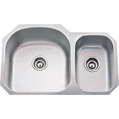 31-1/2” x 20-1/2” x 9” Stainless Steel Undermount Sink 70/30 Double Bowl 18 Gauge, Elements Sink