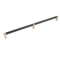 Emtek Select Satin Copper Rectangular Stem 24" (610mm) Center to Center with Knurled Bar in Flat Black, Overall Length 24-3/4" (628.5mm) Cabinet Pull / Handle