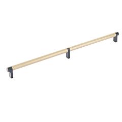 Emtek Select Oil Rubbed Bronze Rectangular Stem 16" (406mm) Center to Center with Knurled Bar in Satin Brass, Overall Length 16-3/4" (425.5mm) Cabinet Pull/Handle