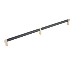 Emtek Select Satin Brass Rectangular Stem 16" (406mm) Center to Center with Knurled Bar in Flat Black, Overall Length 16-3/4" (425.5mm) Cabinet Pull/Handle