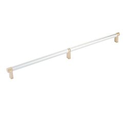 Emtek Select Satin Brass Rectangular Stem 24" (610mm) Center to Center with Knurled Bar in Polished Chrome, Overall Length 24-3/4" (628.5mm) Cabinet Pull / Handle