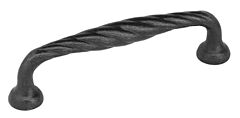 Emtek Tuscany Flat Black Bronze Twist 3-1/2 Inch (89mm) Center to Center, Overall Length 4-1/4 Inch Cabinet Hardware Pull / Handle