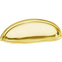 Emtek Cup Unlacquered Brass 3 Inch (76mm) Center to Center, Overall Length 4-1/4 Inch Cabinet Hardware Pull / Handle