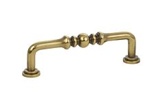 Emtek Spindle Antique Brass 4 Inch (102mm) Center to Center, Overall Length 4-1/2 Inch Cabinet Hardware Pull / Handle