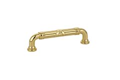 Emtek R&R Fixed-Estate Polished Brass 4 Inch (102mm) Center to Center, Overall Length 4-5/8 Inch Cabinet Hardware Pull / Handle