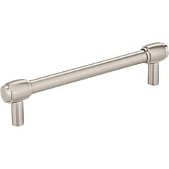 Hayworth Style 5-1/32 Inch (128mm) Center to Center, Overall Length 6 Inch Satin Nickel Kitchen Cabinet Pull/Handle