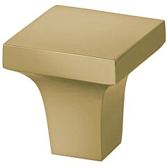 Omnia Ultima Solid Brass 1" (25.4mm) Overall Length, Lacquered Satin Brass Square Cabinet Knob