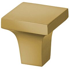 Omnia Ultima Solid Brass 1-1/4" (32mm) Overall Length, Lacquered Satin Brass Square Cabinet Knob