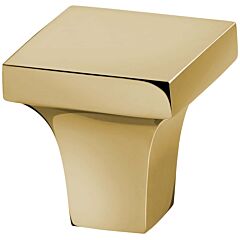 Omnia Ultima Solid Brass 1-1/4" (32mm) Overall Length, Unlacquered Polished Brass Square Cabinet Knob