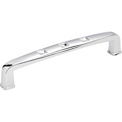 Modena Style 5-1/32 Inch (128mm) Center to Center, Overall Length 5-9/16 Inch Polished Chrome Cabinet Pull/Handle