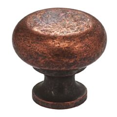 Omnia Classic & Modern Solid Brass 1" (25.4mm) Overall Diameter, Vintage Copper Mushroom Cabinet Knob