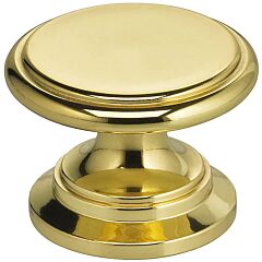 Omnia Legacy Lacquered Polished Brass 1" (25.4mm) Diameter Cabinet Knob