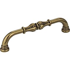 Jeffrey Alexander Prestige Collection 5-1/16" (128mm) Center to Center, 5-11/16" (144.5mm) Overall Length Distressed Antique Brass Cabinet Pull/Handle