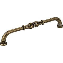 Jeffrey Alexander Prestige Collection 6-5/16" (160mm) Center to Center, 6-15/16" (176.5mm) Overall Length Distressed Antique Brass Cabinet Pull/Handle