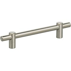 Omnia Modern Style 5" (128mm) Center to Center, Overall Length 7-1/4" Satin Stainless Steel Cabinet Pull/Handle