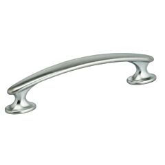 Omnia Legacy Style 4 Inch (102mm) Center-to-Center, 4-3/4" Overall Length Satin Chrome Plated Cabinet Pull / Handle