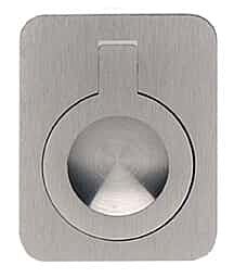 Rectangular Drop Ring Style 2-3/8 Inch (60mm) Overall Length Lacquered Satin Nickel Plated Flush Pull