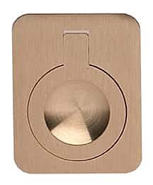 Omnia Rectangular Drop Ring Style 2-3/8 Inch (60mm) Overall Length Lacquered Satin Brass Flush Pull