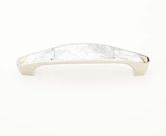 Mother of Pearl 4" (102mm) Center to Center, 4-3/4" (121mm) Length, Polished Nickel Cabinet Pull/ Handle