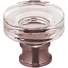 Omnia Prodigy Solid Brass 1-1/4" (32mm) Overall Diameter, Lacquered Antique Brass Round Puck Glass Cabinet Knob