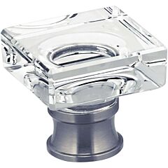 Omnia Prodigy Solid Brass 1-1/16" (27mm) Overall Length, Polished Chrome Plated Square Cabinet Knob