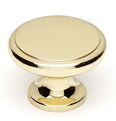 Alno Creations Brent Knob 1-1/4" (32mm) Overall Length in Polished Brass