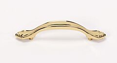 Alno Creations Bella 3-1/2" (89mm) Center to Center, Overall Length 5-3/8" Polished Brass Cabinet Pull/Handle