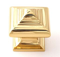 Alno Creations Geometric Knob 1-1/4" (32mm) Overall Length in Polished Brass