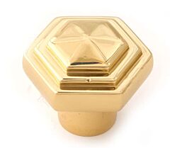 Alno Creations Geometric Knob 1-1/4" (32mm) Overall Length, Unlacquered Brass
