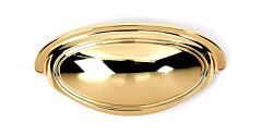 Alno Creations Classic Traditional 3" (76mm) Center to Center, Overall Length 3-3/4" Unlacquered Brass Cup Pull/Handle