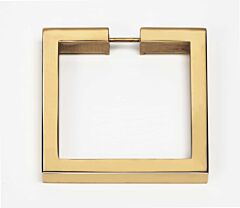 Alno Creations Convertible Square Cabinet Ring Pull 3" (76mm) Overall Diameter in Unlacquered Brass