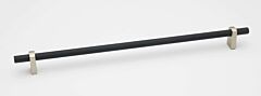 Alno Creations Vita Bella Style Cabinet Handle 12" (305mm) Center to Center, Overall Length 13-31/32" in Matte Nickel/Matte Black