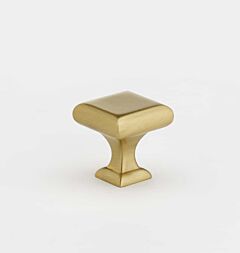 Alno Creations Manhattan Square Knob 1" (25.4mm) Overall Length in Satin Brass