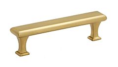 Alno Creations Manhattan 4" (102mm) Center to Center, Overall Length 4-3/4" Satin Brass Cabinet Pull/Handle