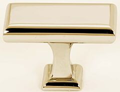 Alno Creations Manhattan Rectangular Knob 1-5/8" (42mm) Overall Length in Polished Brass No Lacquer