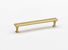 Alno Creations Manhattan 6" (152mm) Center to Center, Overall Length 6-3/4" Satin Brass Cabinet Pull/Handle