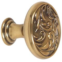 Alno Creations Ornate Cabinet Hardware Knob 1-1/2" (38mm) Overall Length in Polished Antique