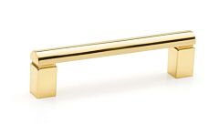 Alno Creations Vogue 3-1/2" (89mm) Center to Center, Overall Length 4" Unlacquered Brass Cabinet Pull/Handle