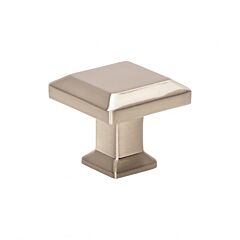 Atlas Homewares Sweetbriar Lane Style Brushed Nickel Square Cabinet Hardware Knob,1-1/4" (32mm) Overall Length