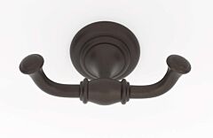 Alno Charlie's Bath Double Robe Hook 2" (51mm) Overall Height in Chocolate Bronze Finish