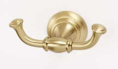 Alno Charlie's Bath Double Robe Hook 2" (51mm) Overall Height in Satin Brass Finish