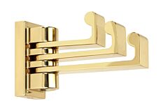 Alno Luna Collection Three Arm Swivel Robe Hook 3-3/8" (86mm) Overall Projection in Unlacquered Brass Finish