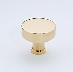 Alno Moderne Collection 1-1/8" (29mm) Diameter Round Flat Cabinet Knob in Unlacquered Brass Finish