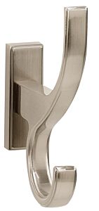 Alno Arch Collection 4" (102mm) Length Double Robe Hook 3" (76mm) Projection, 2" (51mm) x 11/16" (17.5mm) Base Dimension in Satin Nickel Finish