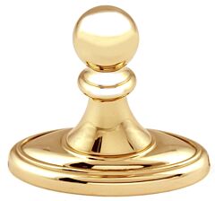 Alno Classic Series 3-1/2" (89mm) x 1-3/4" (44mm) Oval Base Dimesion Single Robe Hook 3-1/8" (79mm) Projection in Unlacquered Brass Finish