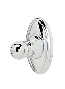 Alno Classic Series 3-1/2" (89mm) x 1-3/4" (44mm) Oval Base Dimesion Single Robe Hook 3-1/8" (79mm) Projection in Polished Chrome Finish